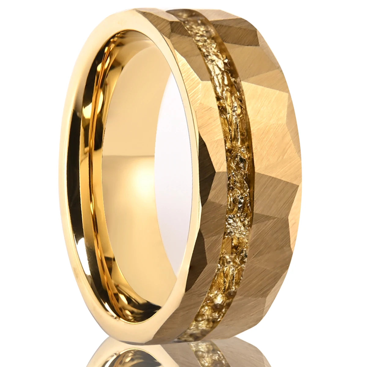 Aureus Hammered Tungsten Ring – 18K Gold Plated