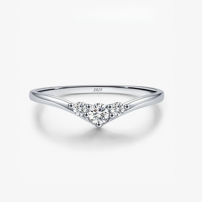 Graceful Trio Ring 925 Sterling Silver and Moissanite