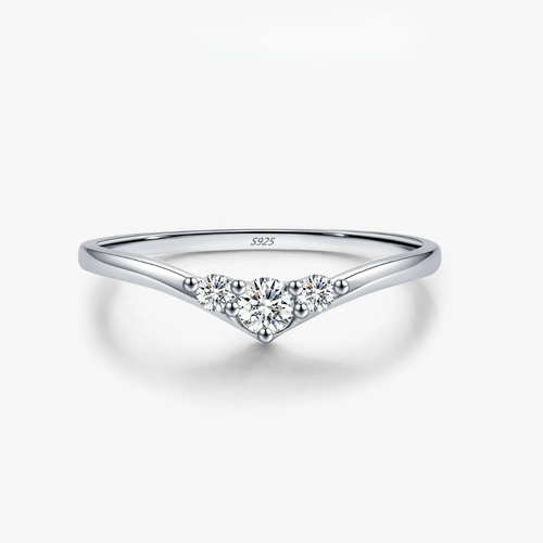 Graceful Trio Ring 925 Sterling Silver and Moissanite