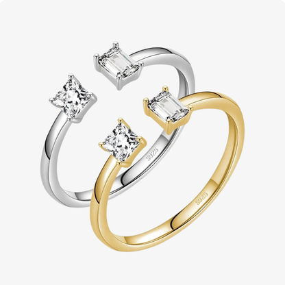Two-Stone Zircon Ring 925 Sterling Silver