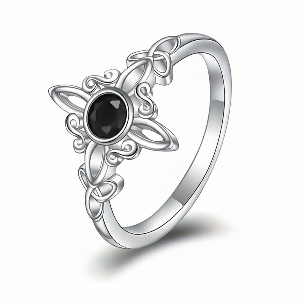 Obsidian Trinity Ring 925 silver