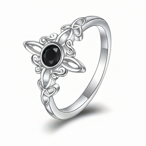 Obsidian Trinity Ring 925 silver