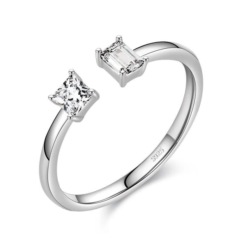 Two-Stone Zircon Ring 925 Sterling Silver