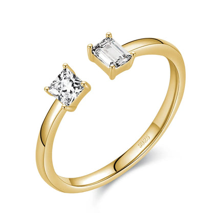 Two-Stone Zircon Ring 925 Sterling Silver