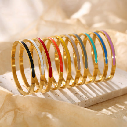 Aurelis Enamel Bangle – 4mm Stacking Bracelet