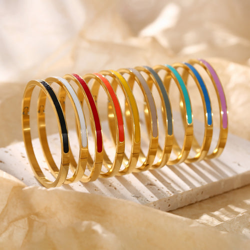 Aurelis Enamel Bangle – 4mm Stacking Bracelet