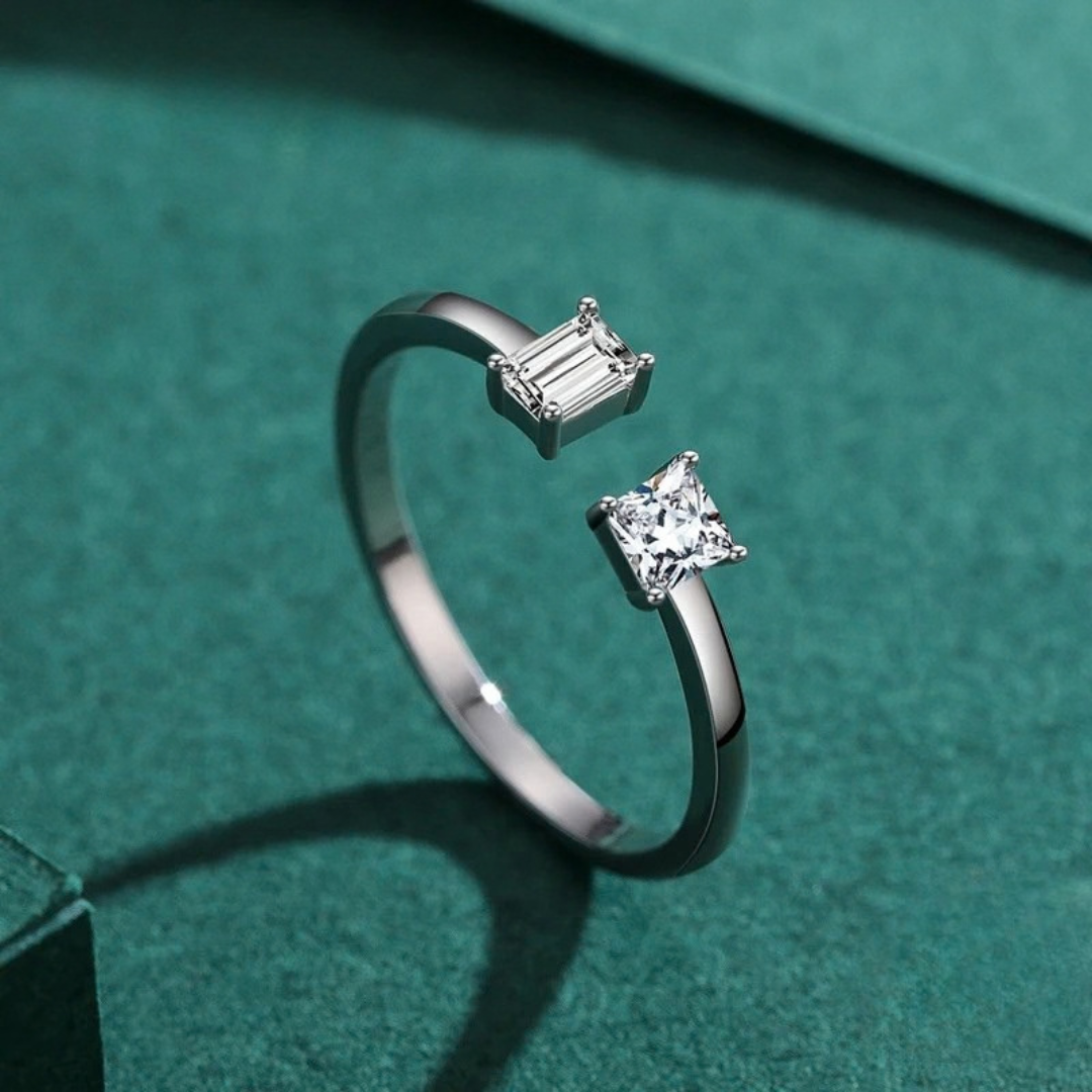 Two-Stone Zircon Ring 925 Sterling Silver