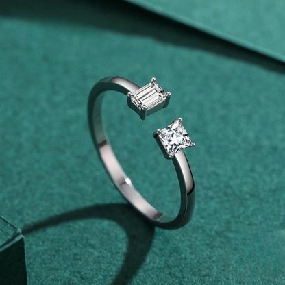 Two-Stone Zircon Ring 925 Sterling Silver
