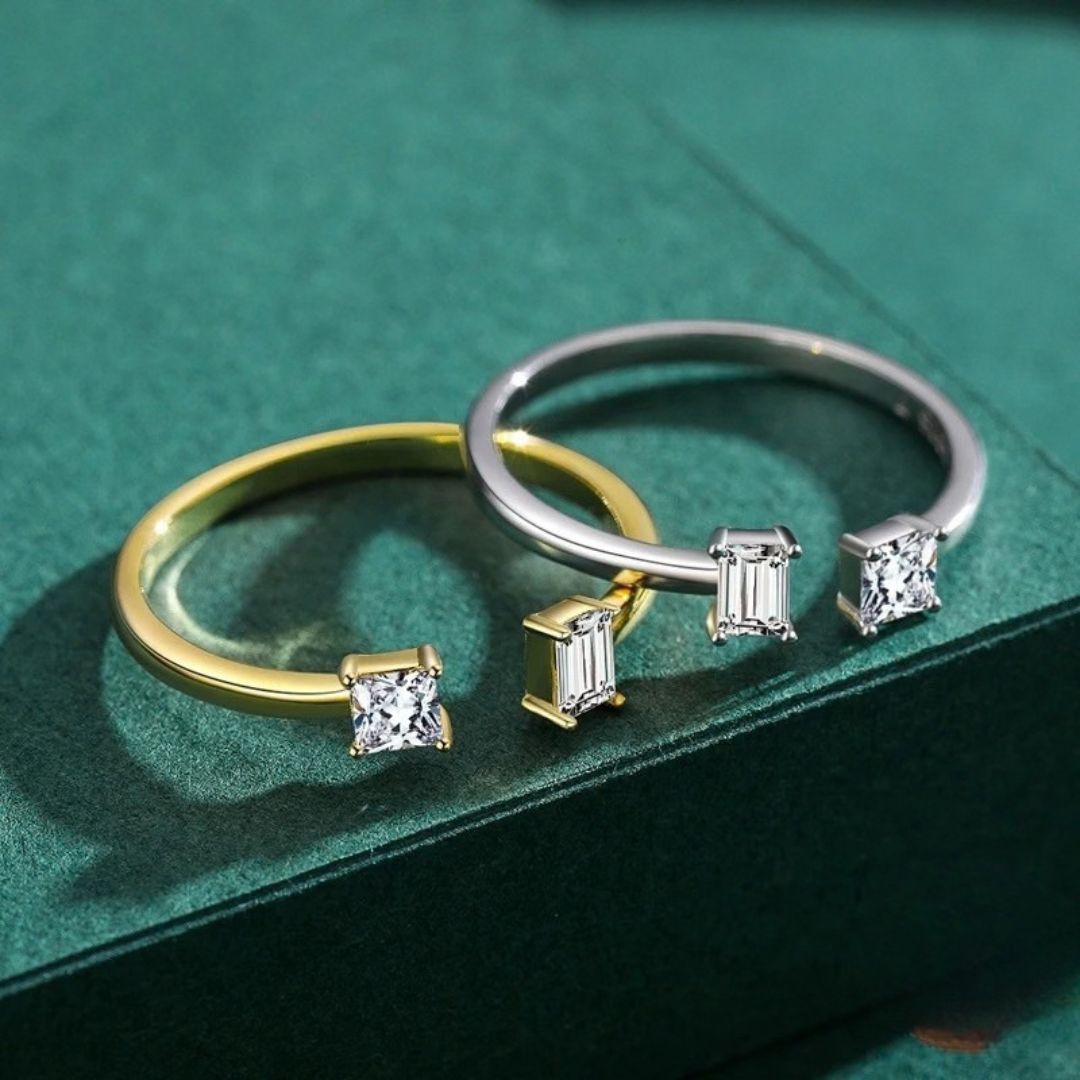 Two-Stone Zircon Ring 925 Sterling Silver