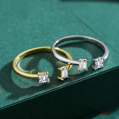 Two-Stone Zircon Ring 925 Sterling Silver