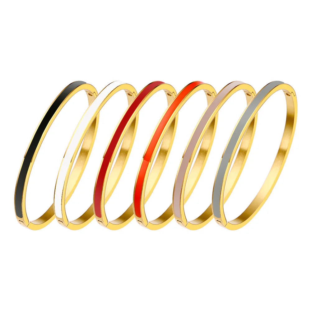 Aurelis Enamel Bangle – 6mm Stacking Bracelet