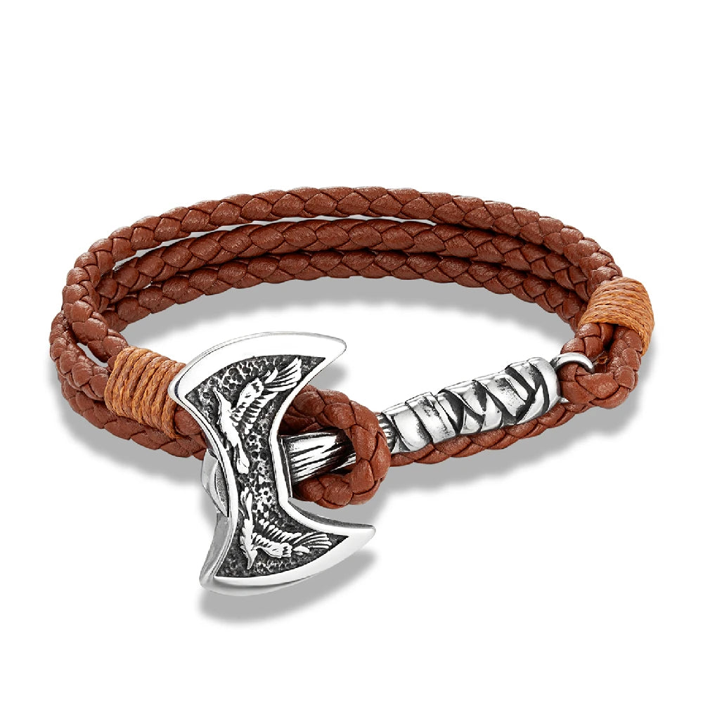 Norse Hatchet Leather Bracelet