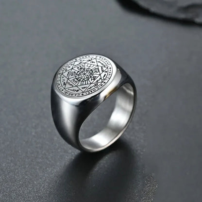 Key of Solomon Seal Signet Ring – 18K Gold Plated