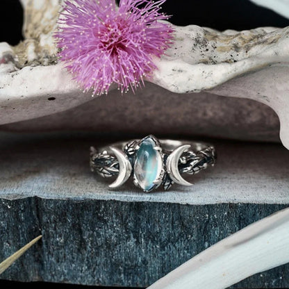 Moonstone Triple Goddess Ring