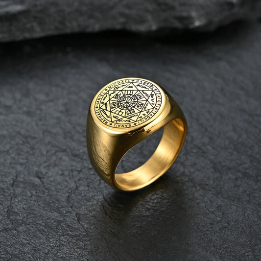 Key of Solomon Seal Signet Ring – 18K Gold Plated