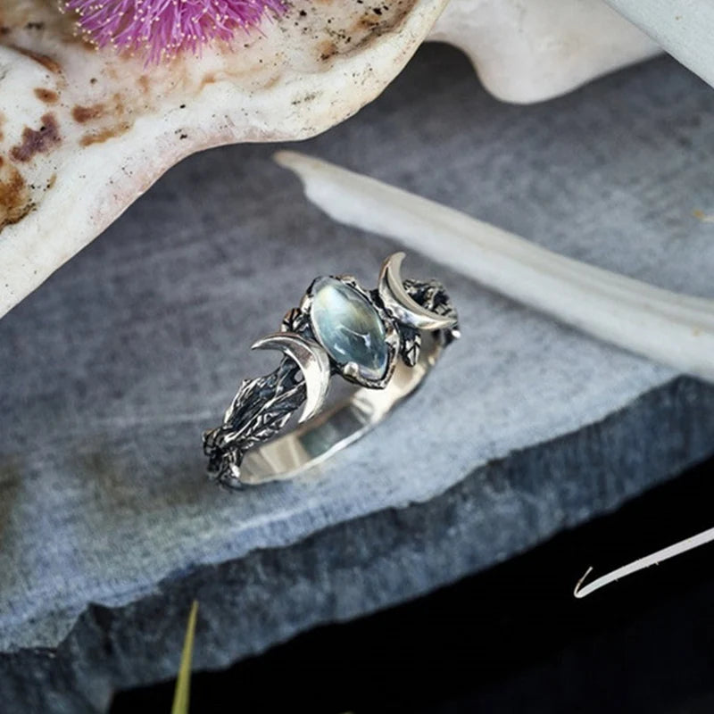 Moonstone Triple Goddess Ring