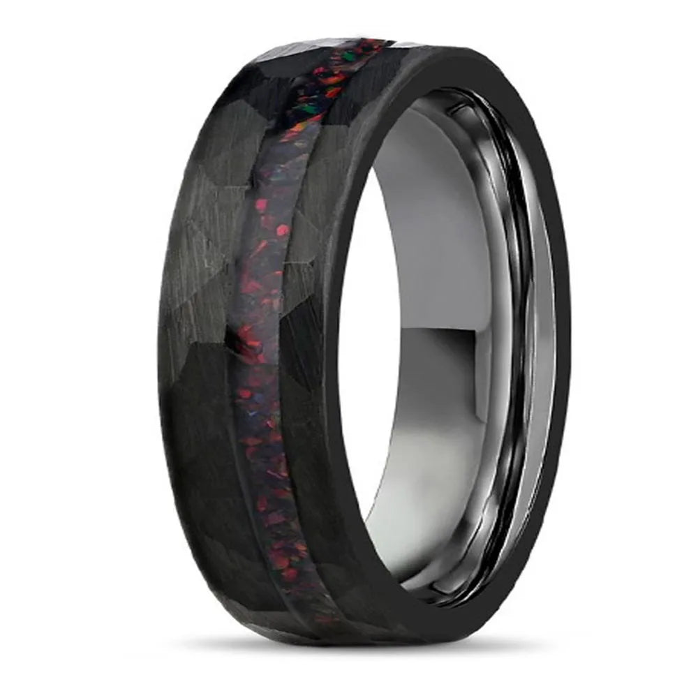 Obsidian Ember Tungsten Ring