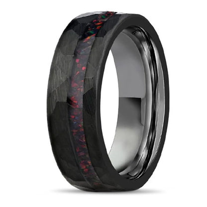 Obsidian Ember Tungsten Ring