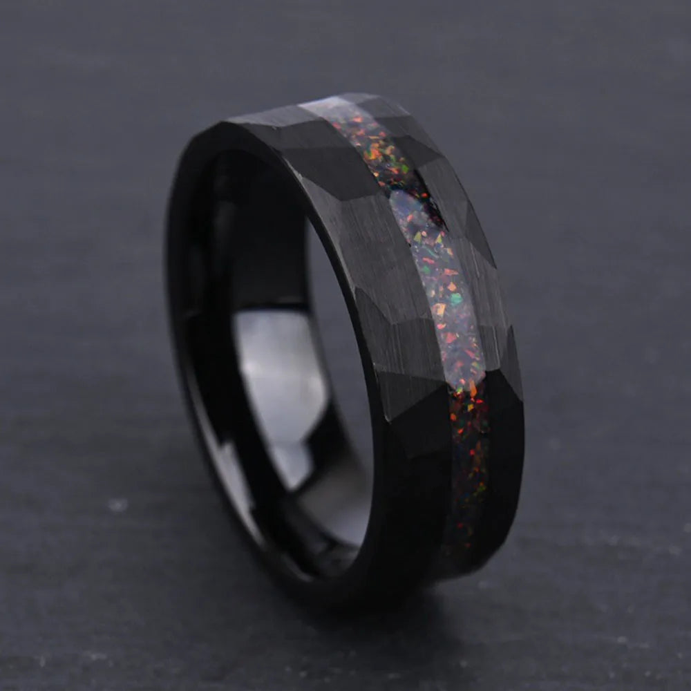 Obsidian Ember Tungsten Ring