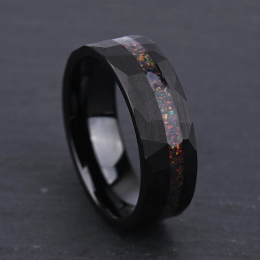 Obsidian Ember Tungsten Ring