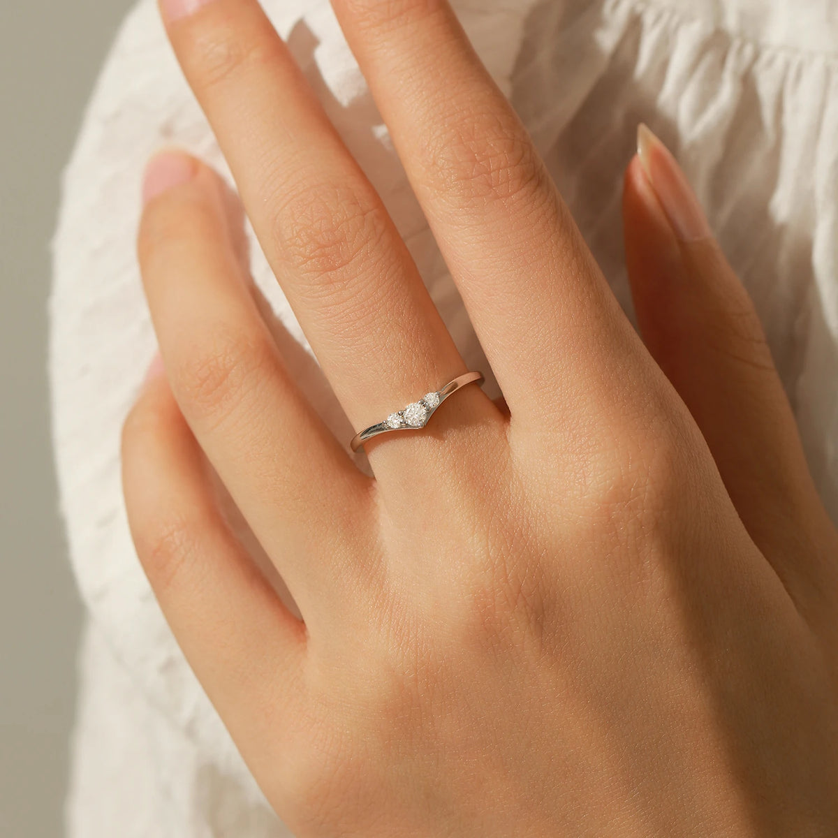 Graceful Trio Ring 925 Sterling Silver and Moissanite