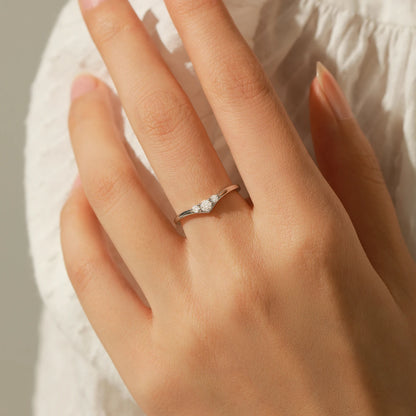 Graceful Trio Ring 925 Sterling Silver and Moissanite