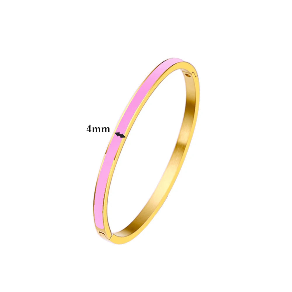 Aurelis Enamel Bangle – 4mm Stacking Bracelet