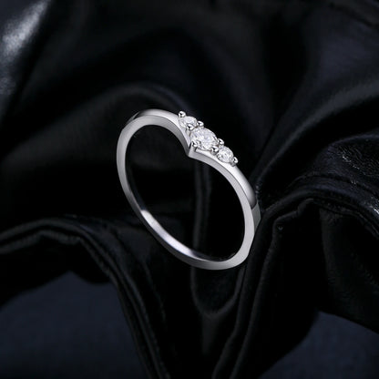 Graceful Trio Ring 925 Sterling Silver and Moissanite