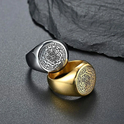 Key of Solomon Seal Signet Ring – 18K Gold Plated