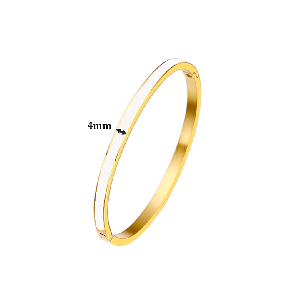 Aurelis Enamel Bangle – 4mm Stacking Bracelet