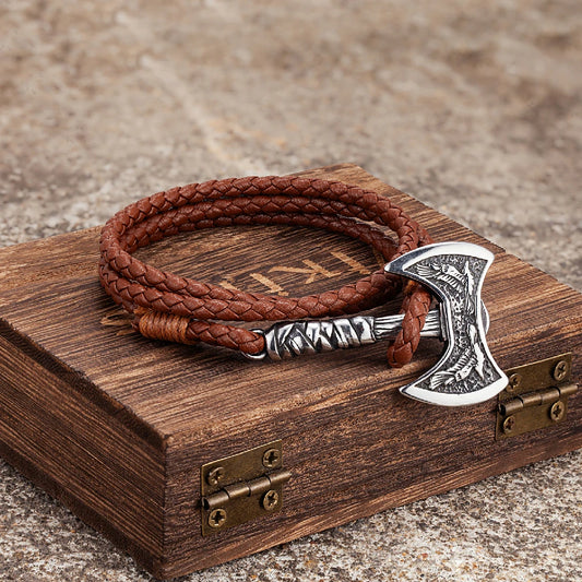 Norse Hatchet Leather Bracelet