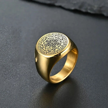 Key of Solomon Seal Signet Ring – 18K Gold Plated