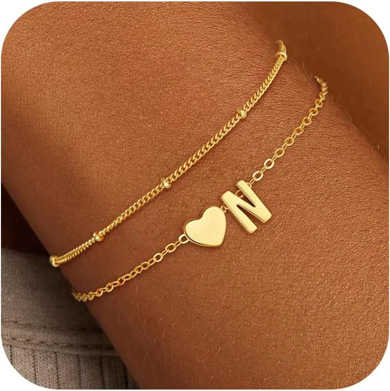 Initial Heart Bracelet