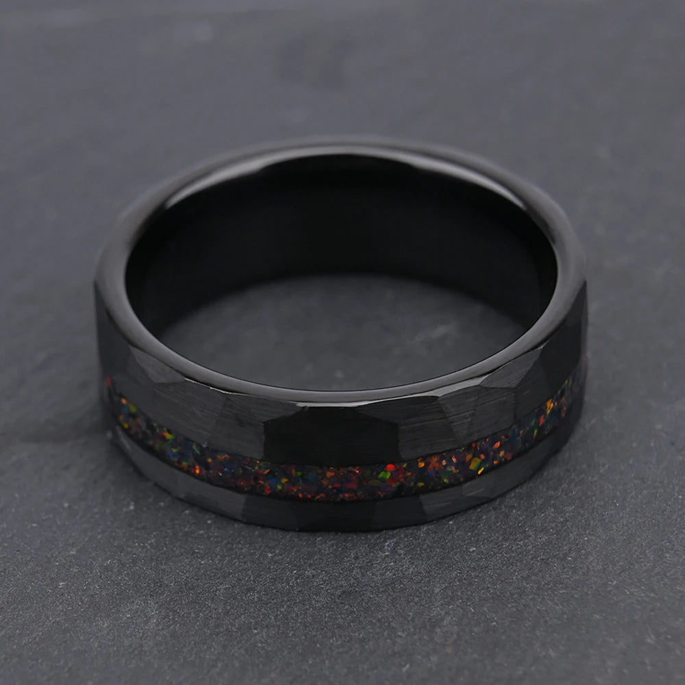 Obsidian Ember Tungsten Ring