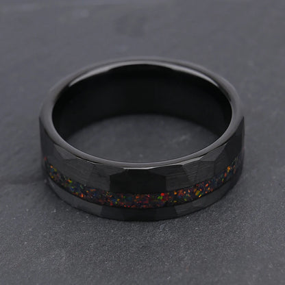 Obsidian Ember Tungsten Ring