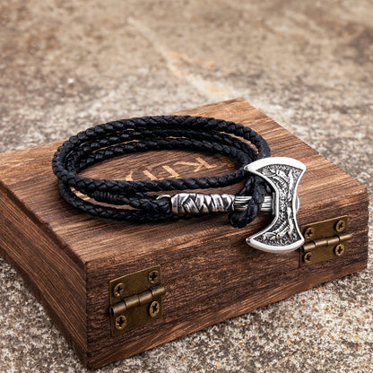 Norse Hatchet Leather Bracelet
