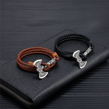 Norse Hatchet Leather Bracelet