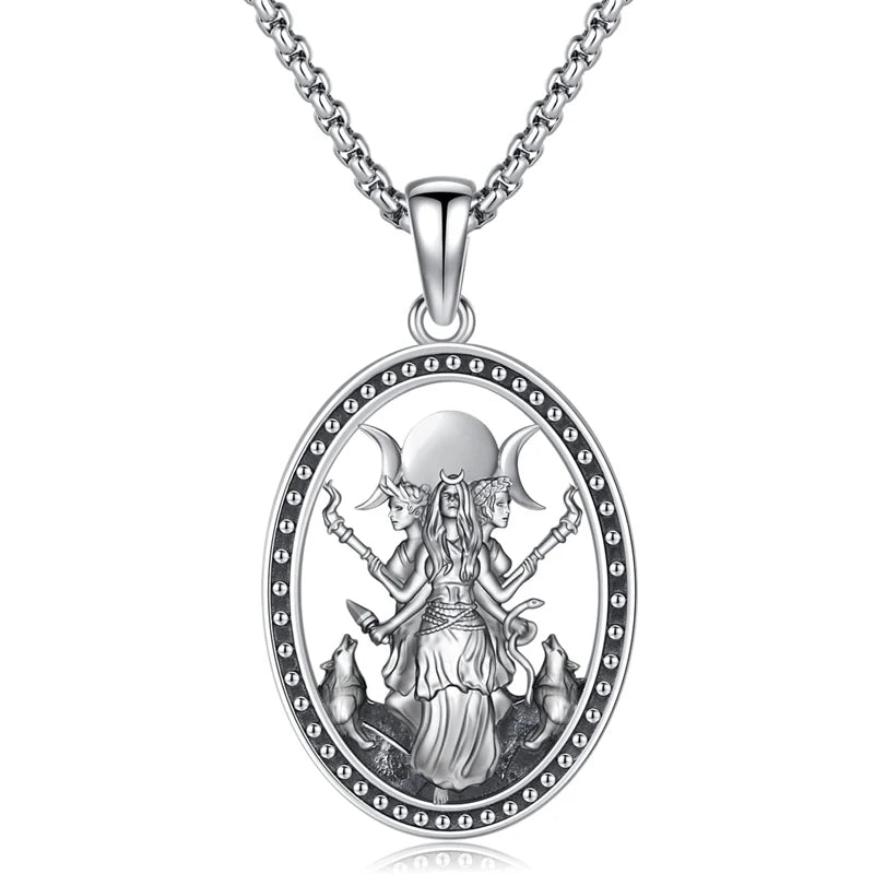 Triple Moon Goddess Pendant Necklace