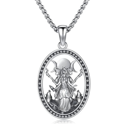 Triple Moon Goddess Pendant Necklace