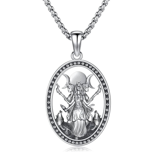 Triple Moon Goddess Pendant Necklace