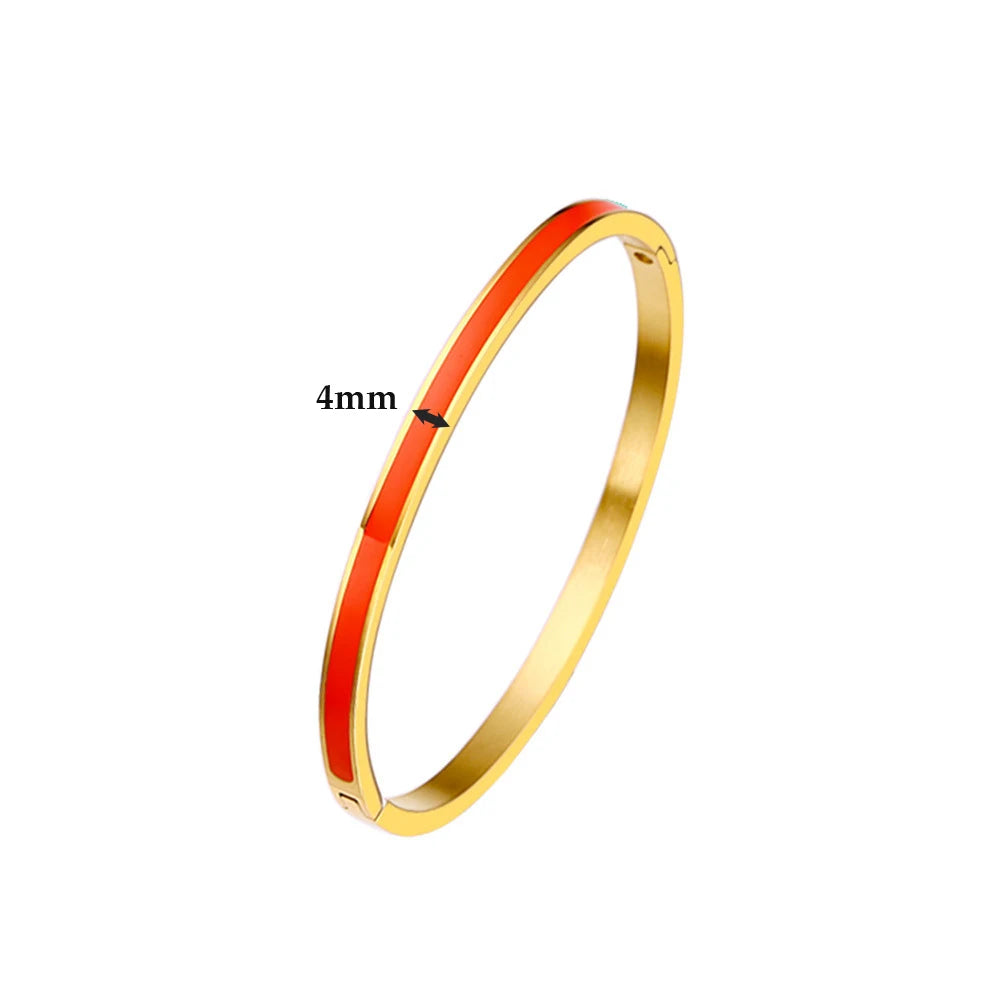 Aurelis Enamel Bangle – 4mm Stacking Bracelet