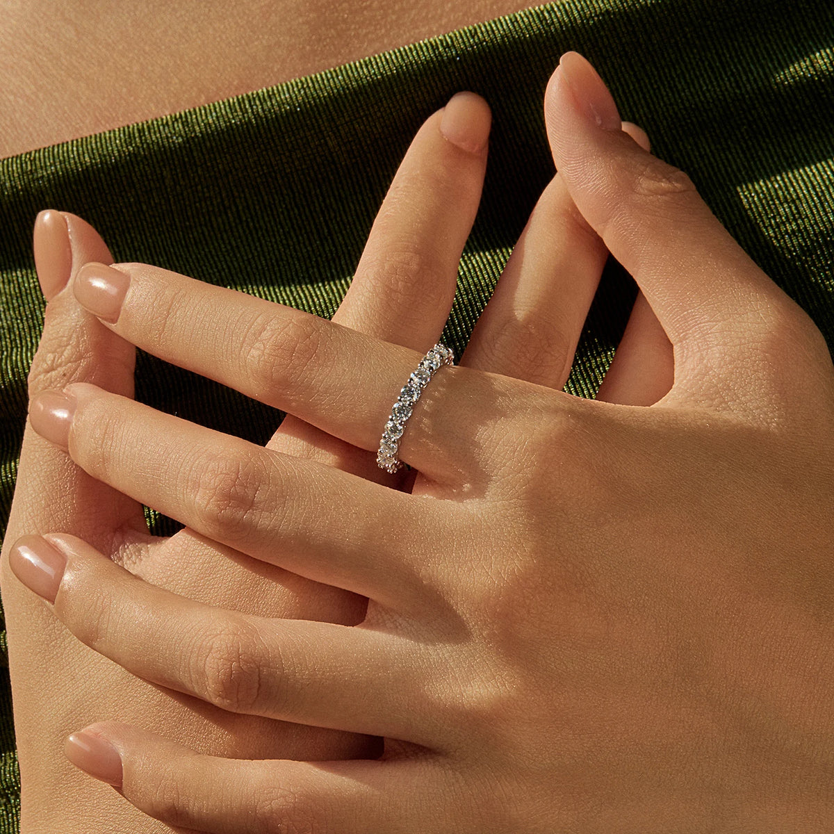 Eternal Moissanite Band 925 Sterling Silver