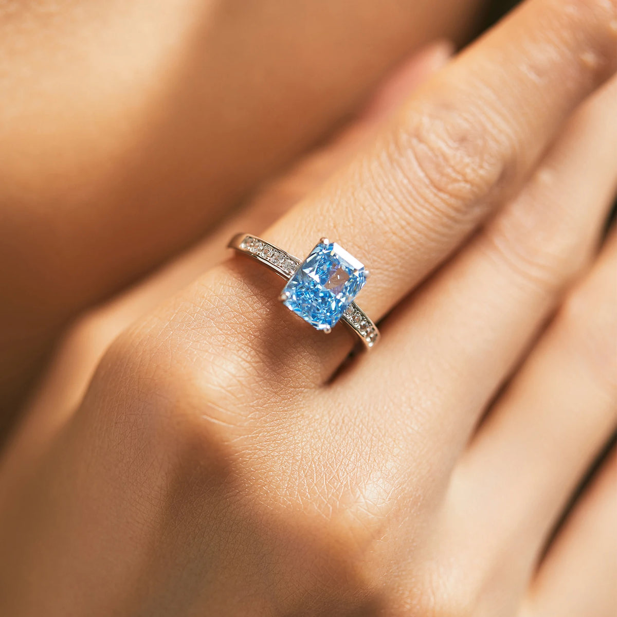 Celestial Blue Zircon Ring - 925 Sterling Silver