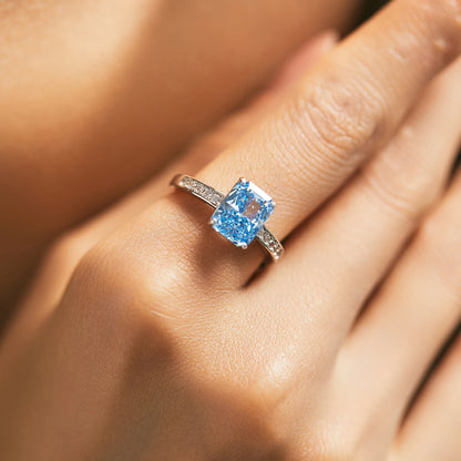 Celestial Blue Zircon Ring - 925 Sterling Silver