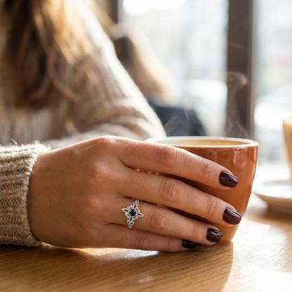 Obsidian Trinity Ring 925 silver